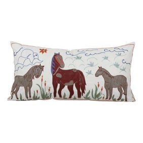 Turkish Horse Pictorial Suzani Cushion Cover
