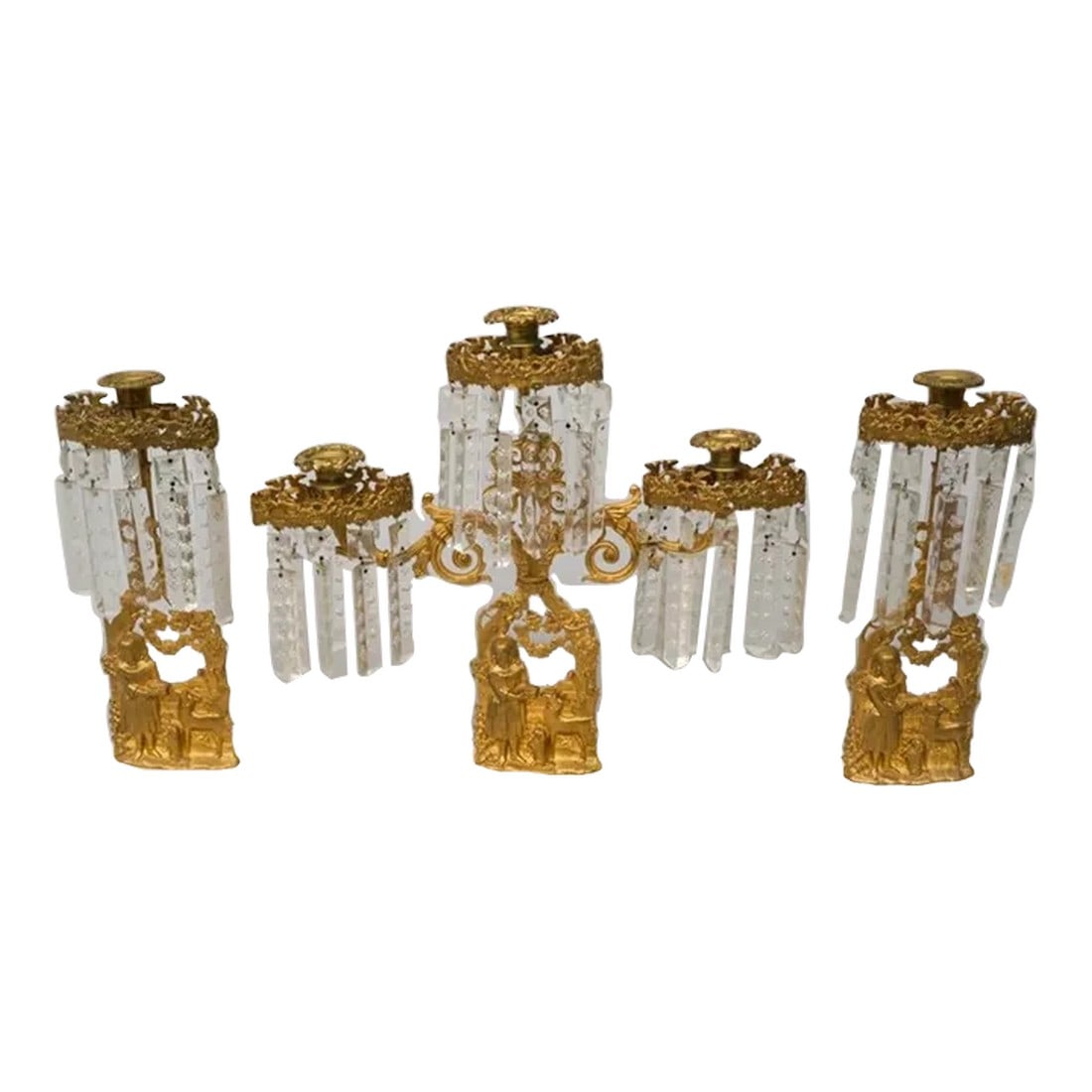 Mid 19th Century Antique Gilt Metal American Girandole Set- 3 Pieces (1 of 7)