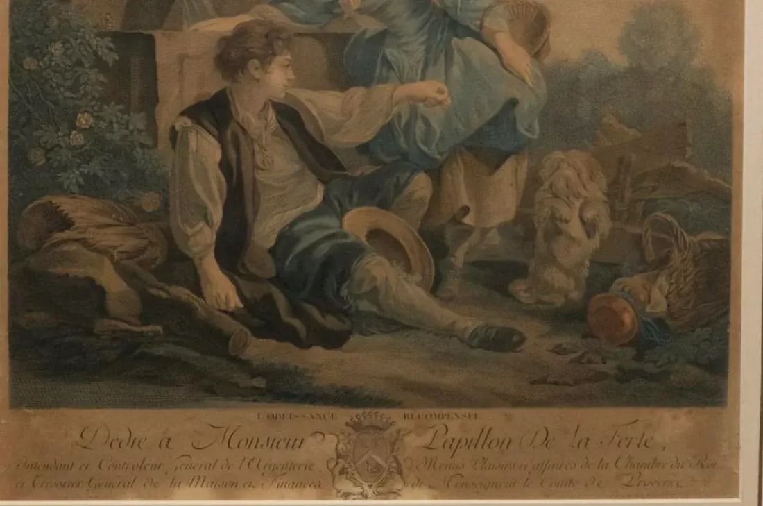 19th Century French Engraving Dedie a Monsieur Papillon After F. Boucher Gaillard - 3