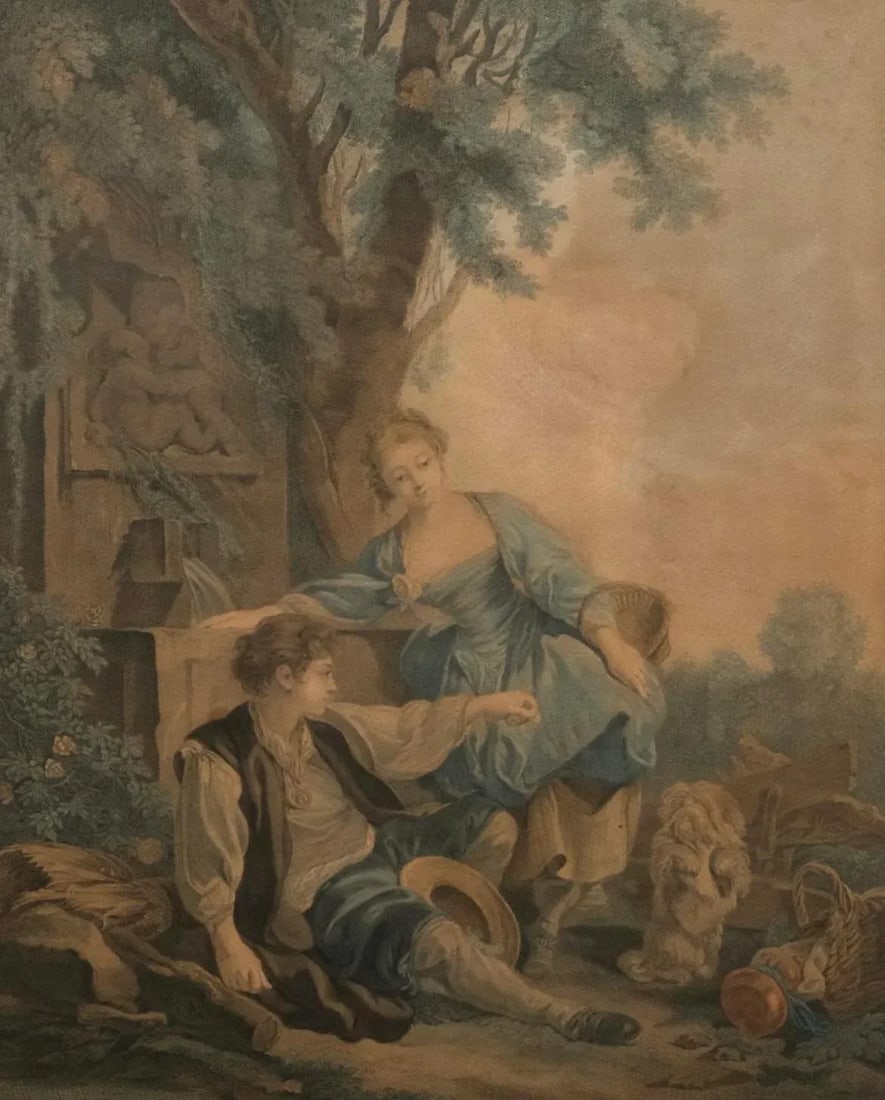 19th Century French Engraving Dedie a Monsieur Papillon After F. Boucher Gaillard - 5