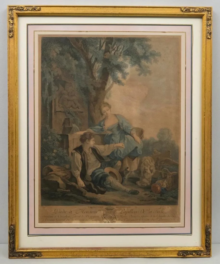 19th Century French Engraving Dedie a Monsieur Papillon After F. Boucher Gaillard - 6