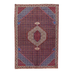 1960s Vintage Persian Tabriz Handmade Medallion Red Wool Rug