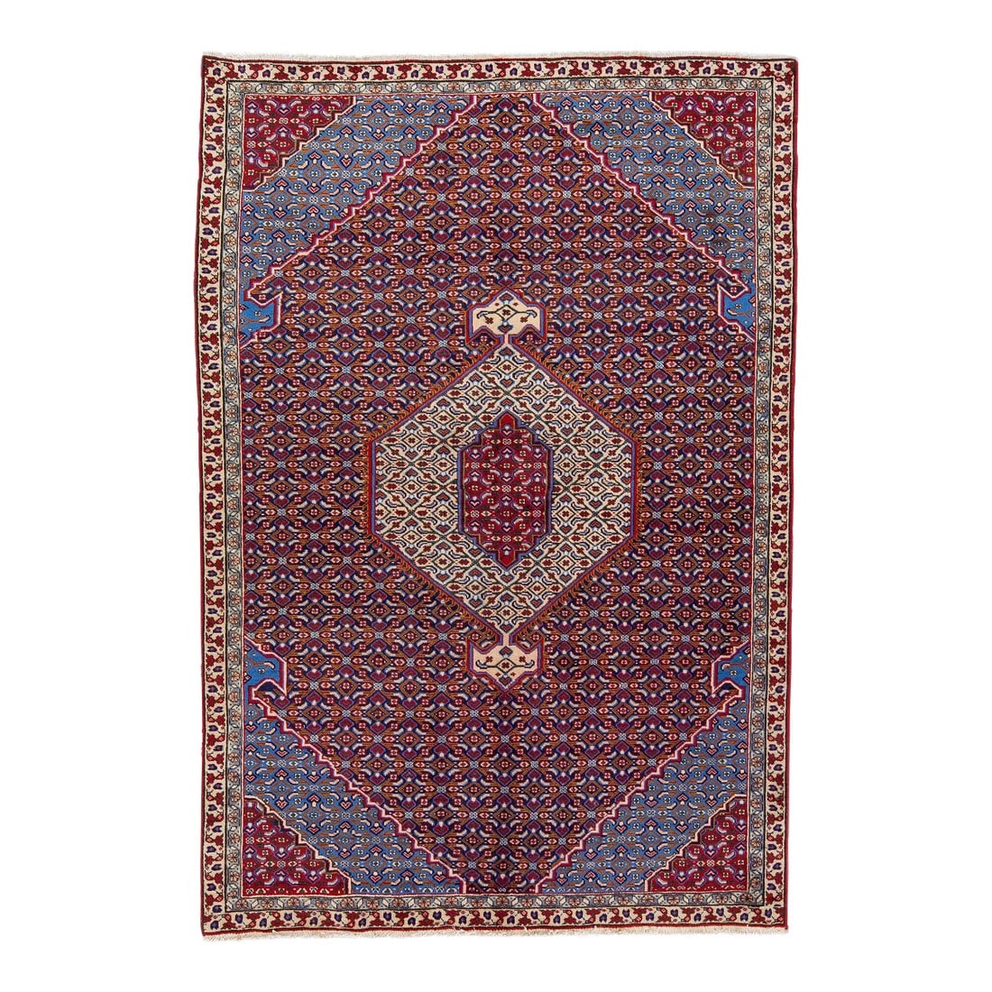 1960s Vintage Persian Tabriz Handmade Medallion Red Wool Rug (1 of 7)