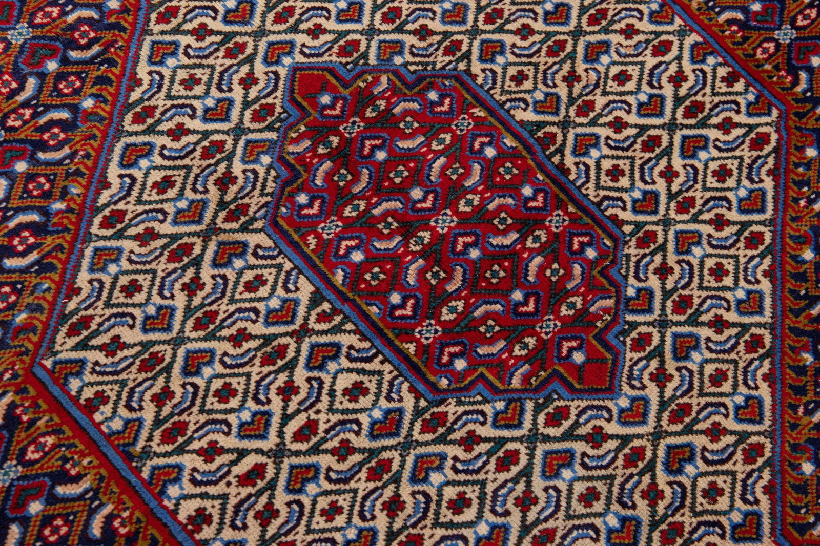 1960s Vintage Persian Tabriz Handmade Medallion Red Wool Rug - 2