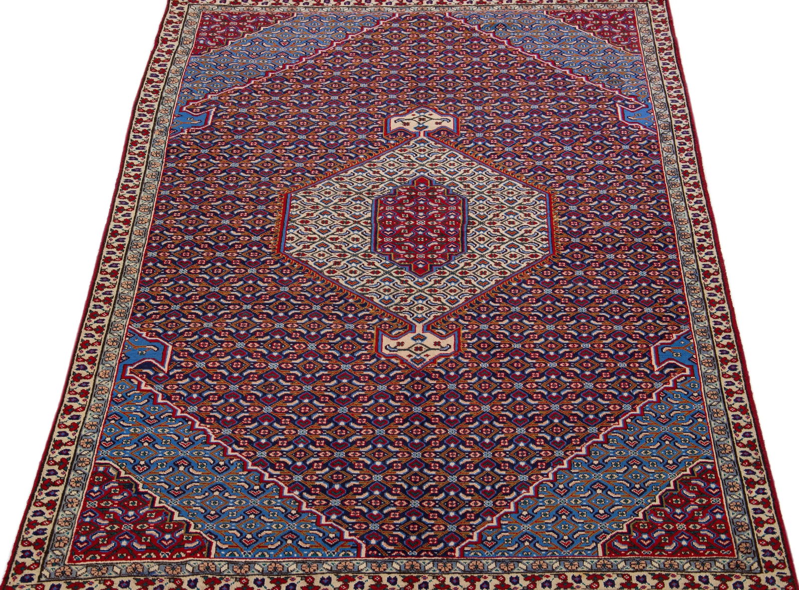 1960s Vintage Persian Tabriz Handmade Medallion Red Wool Rug - 3