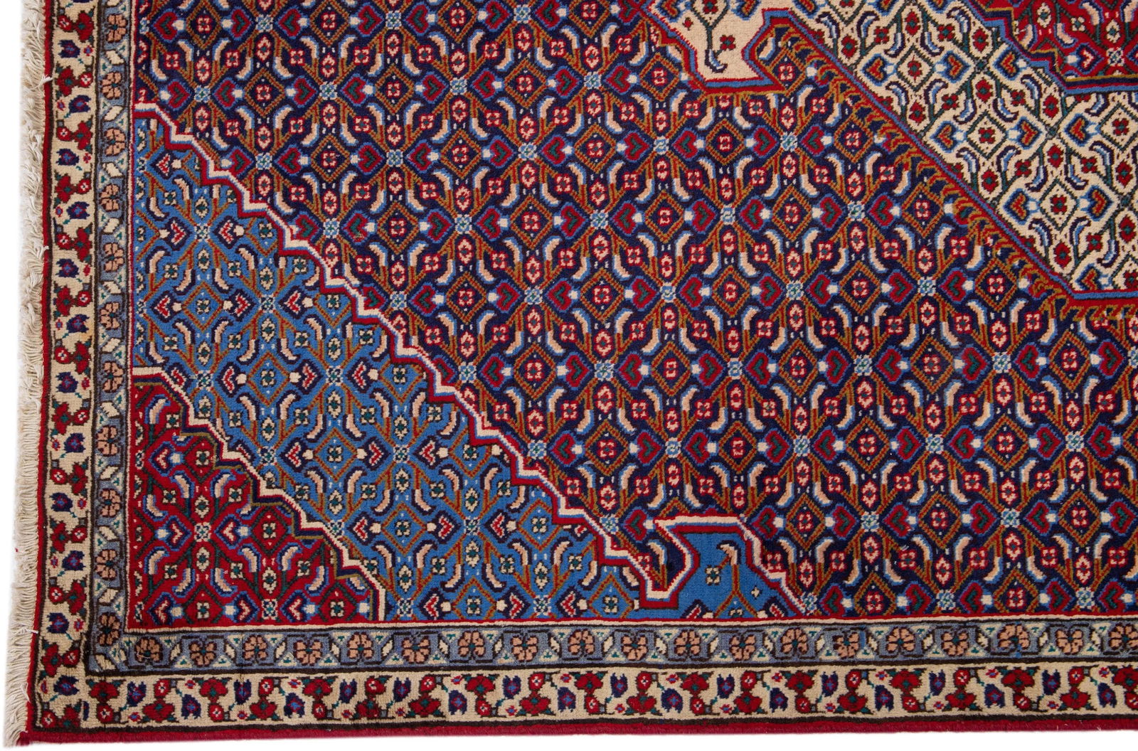 1960s Vintage Persian Tabriz Handmade Medallion Red Wool Rug - 4