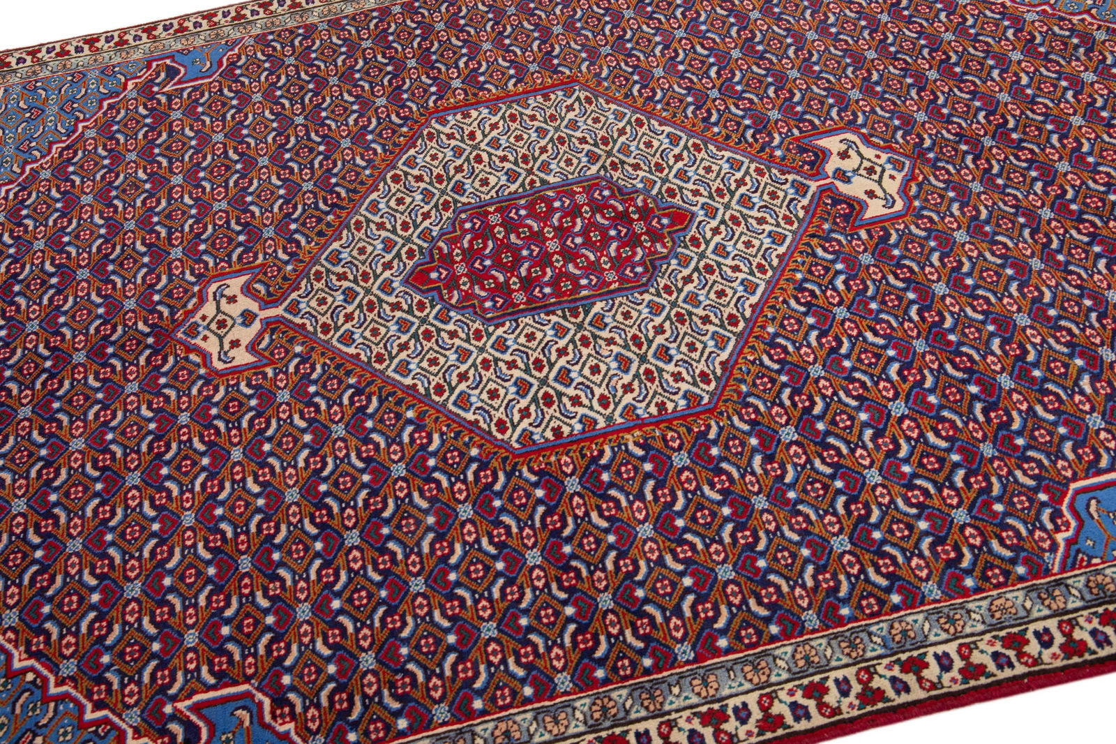 1960s Vintage Persian Tabriz Handmade Medallion Red Wool Rug - 6