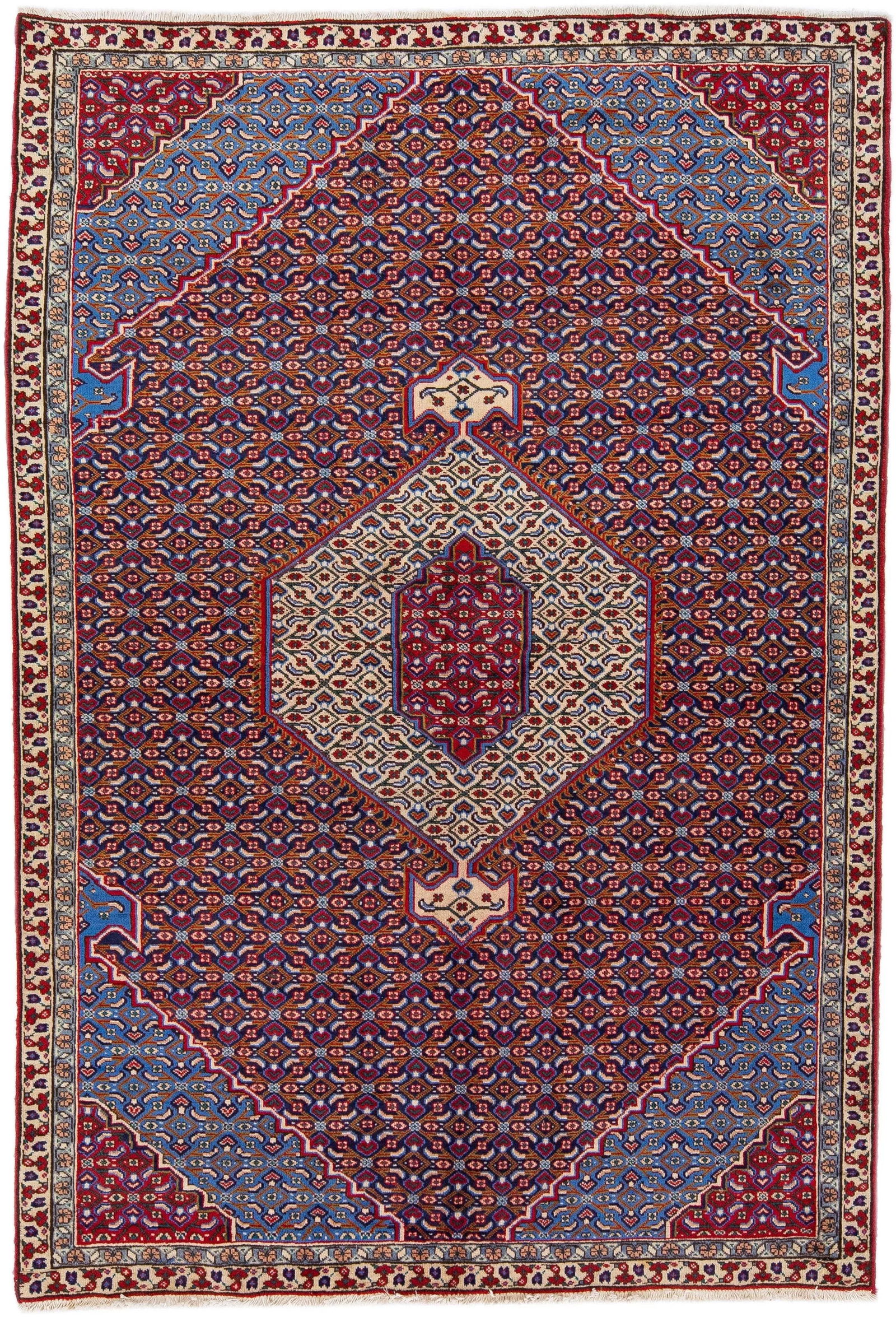 1960s Vintage Persian Tabriz Handmade Medallion Red Wool Rug - 7