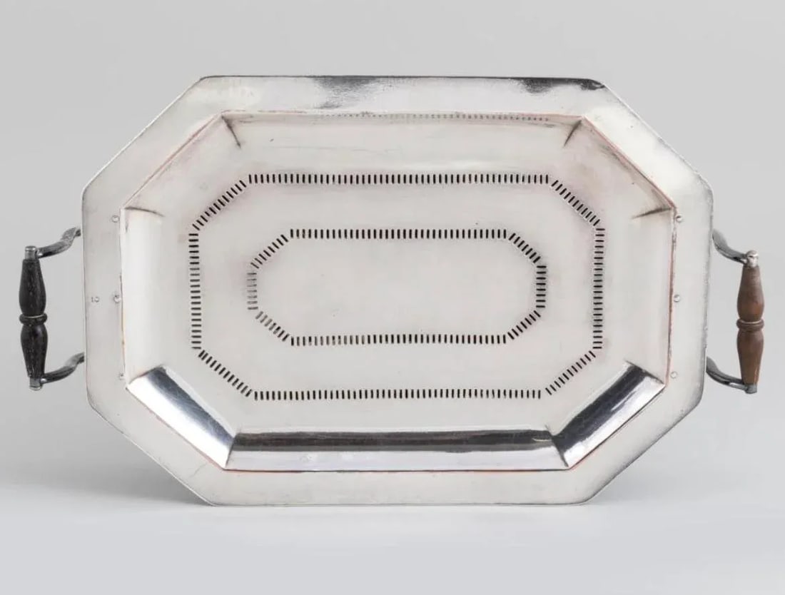 Pair of Silver Plate Food and Platter Warmers With Wood Handles European - 8