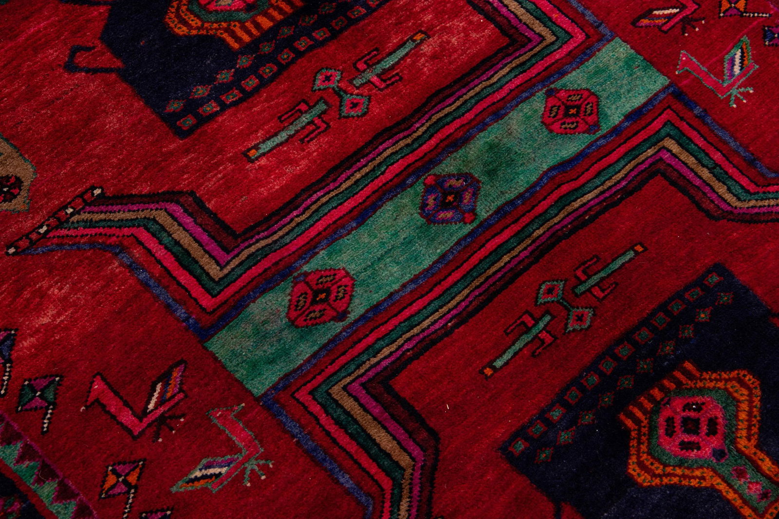 1960s Vintage Bidjar Navy Blue Handmade Medallion Wool Rug - 2