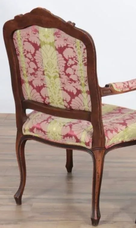 1930s French Louis XV Style Armchair with Pink and Yellow Brocade - 2