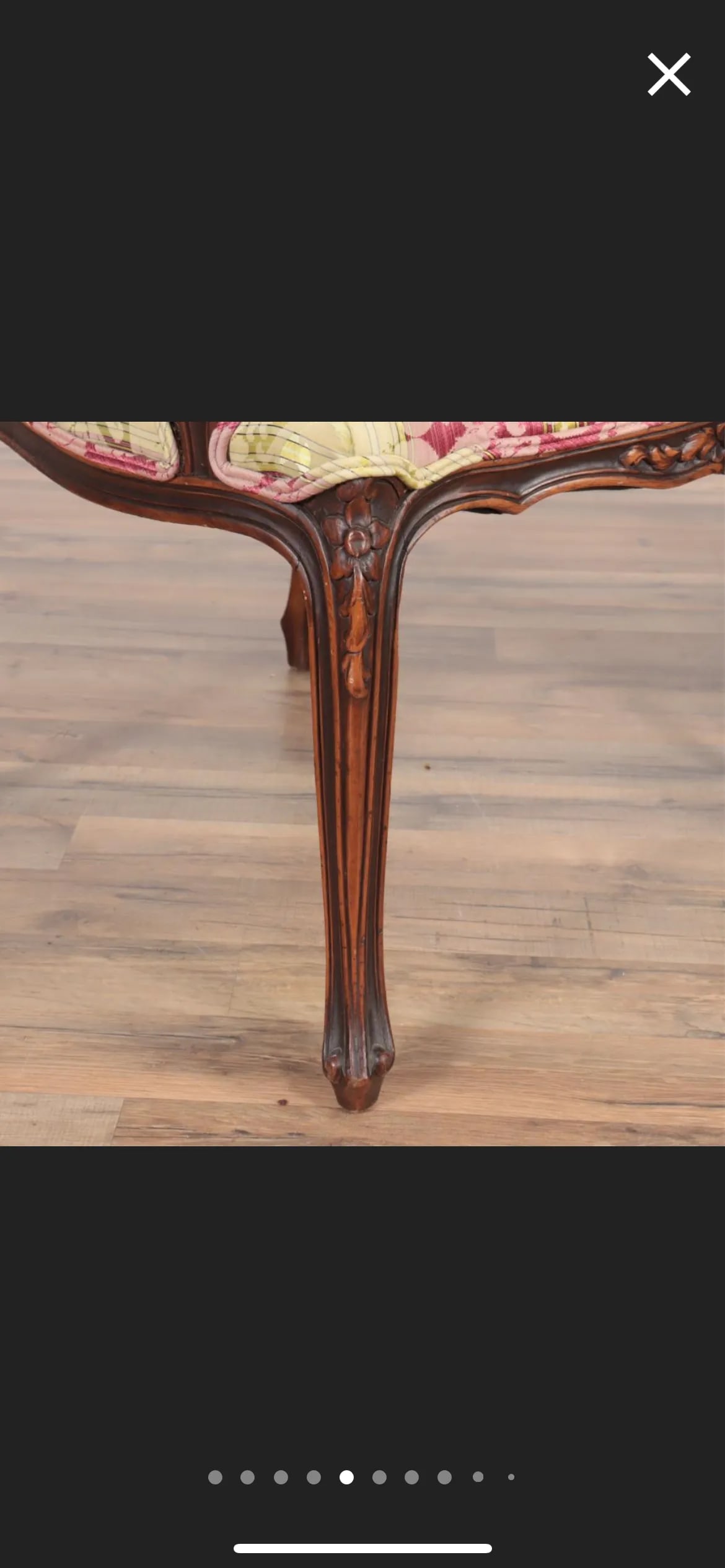 1930s French Louis XV Style Armchair with Pink and Yellow Brocade - 6