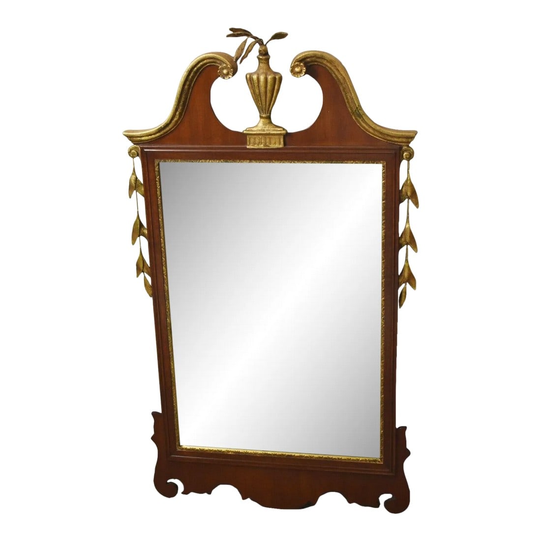 Late 20th Century Friedman Brothers Mahogany Beveled Mirror With Gold Gilt Accents and Urn (1 of 6)
