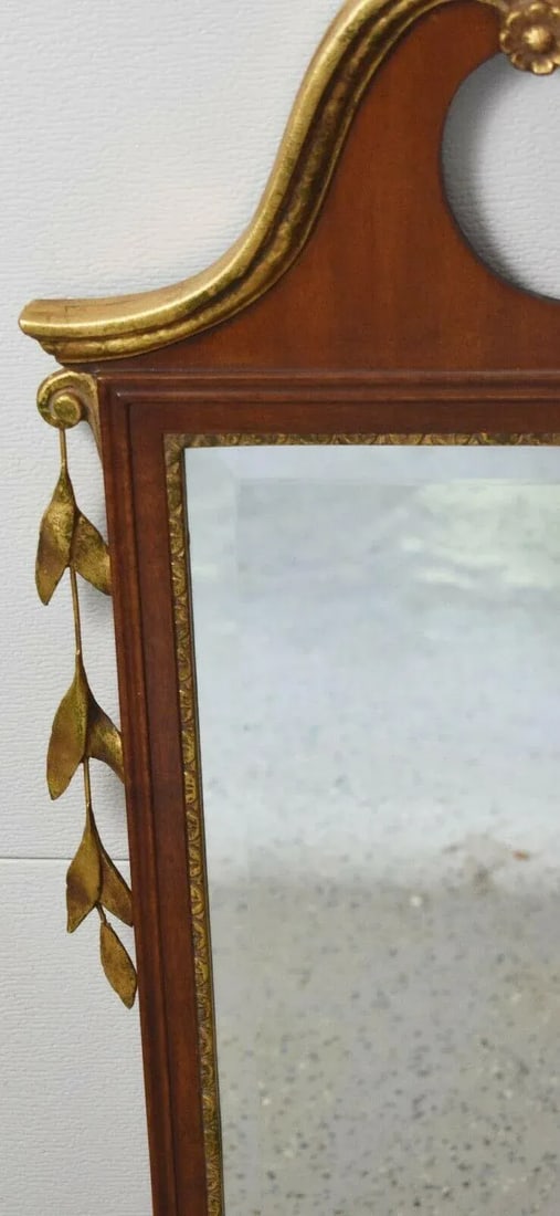 Late 20th Century Friedman Brothers Mahogany Beveled Mirror With Gold Gilt Accents and Urn - 4