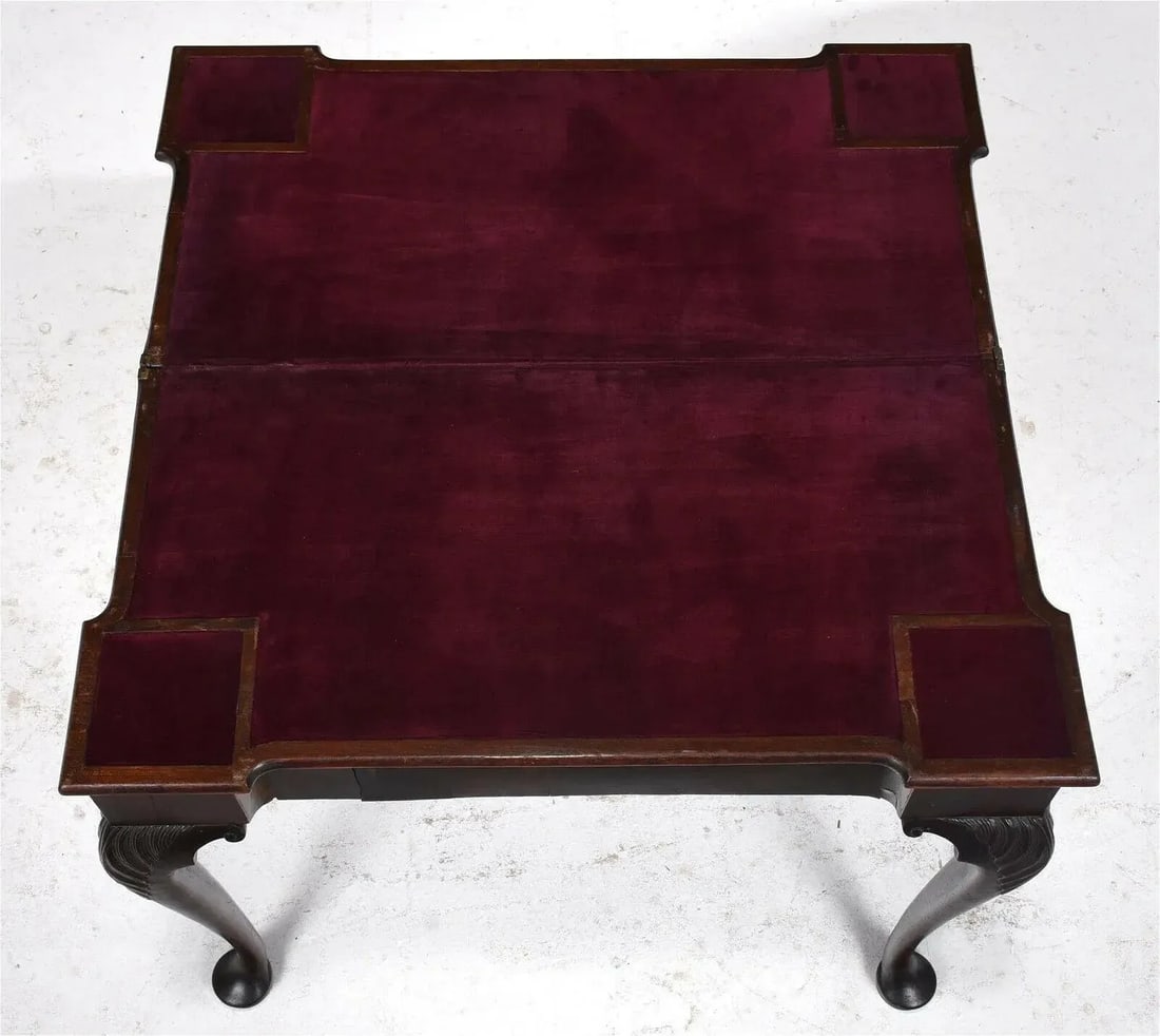 George II 18th Century Mahogany Irish Chippendale Game Table with Flip Top Felt Top - 3
