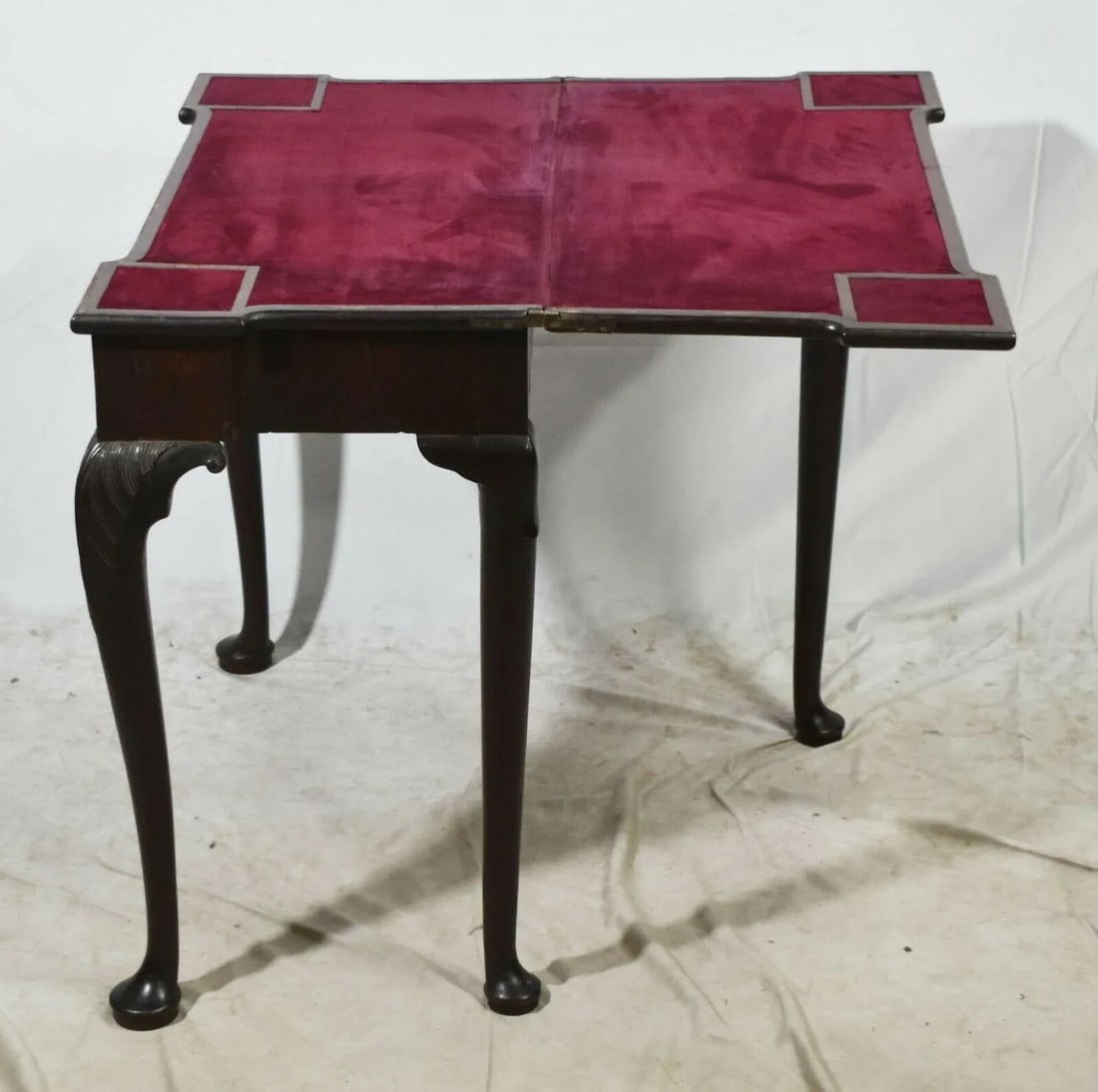 George II 18th Century Mahogany Irish Chippendale Game Table with Flip Top Felt Top - 5