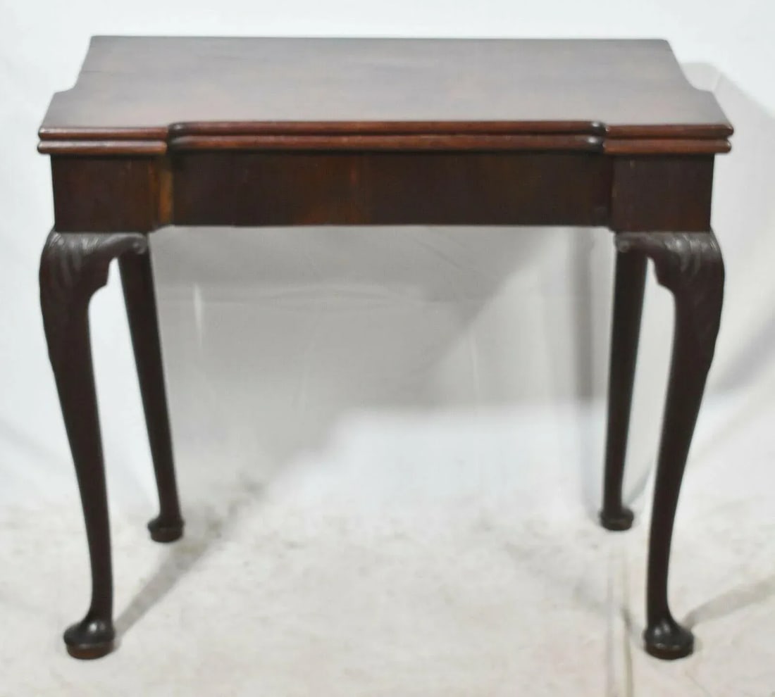 George II 18th Century Mahogany Irish Chippendale Game Table with Flip Top Felt Top - 8