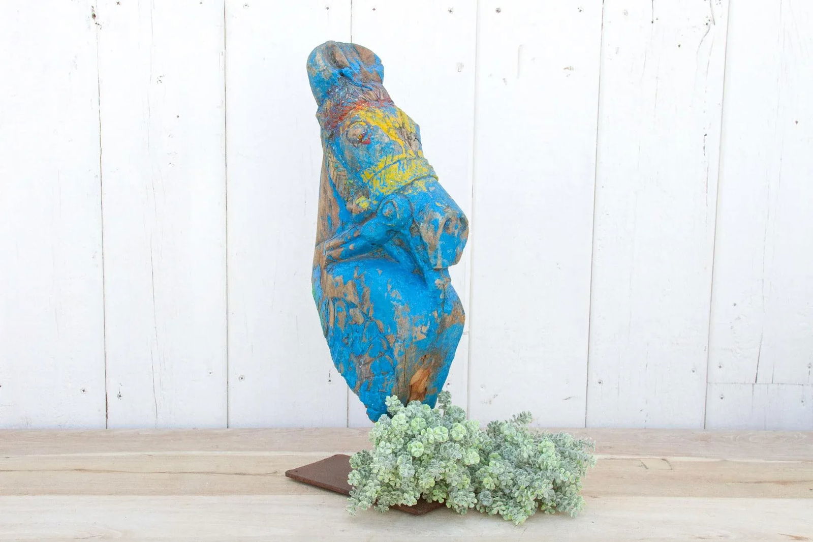 Antique Jodhpur Blue Horse Bust - 2