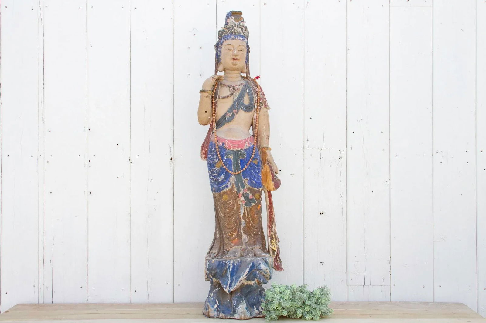 Antique Polychrome Quan-Yin Statue - 12