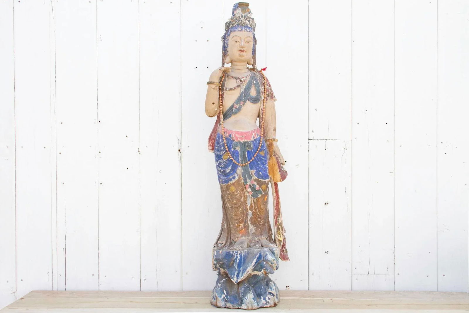 Antique Polychrome Quan-Yin Statue - 13