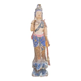 Antique Polychrome Quan-Yin Statue