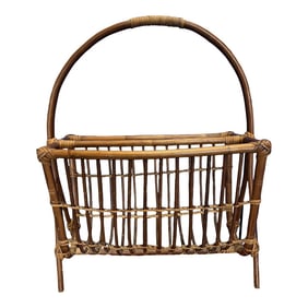 MidCentury Modern Rattan Magazine Rack