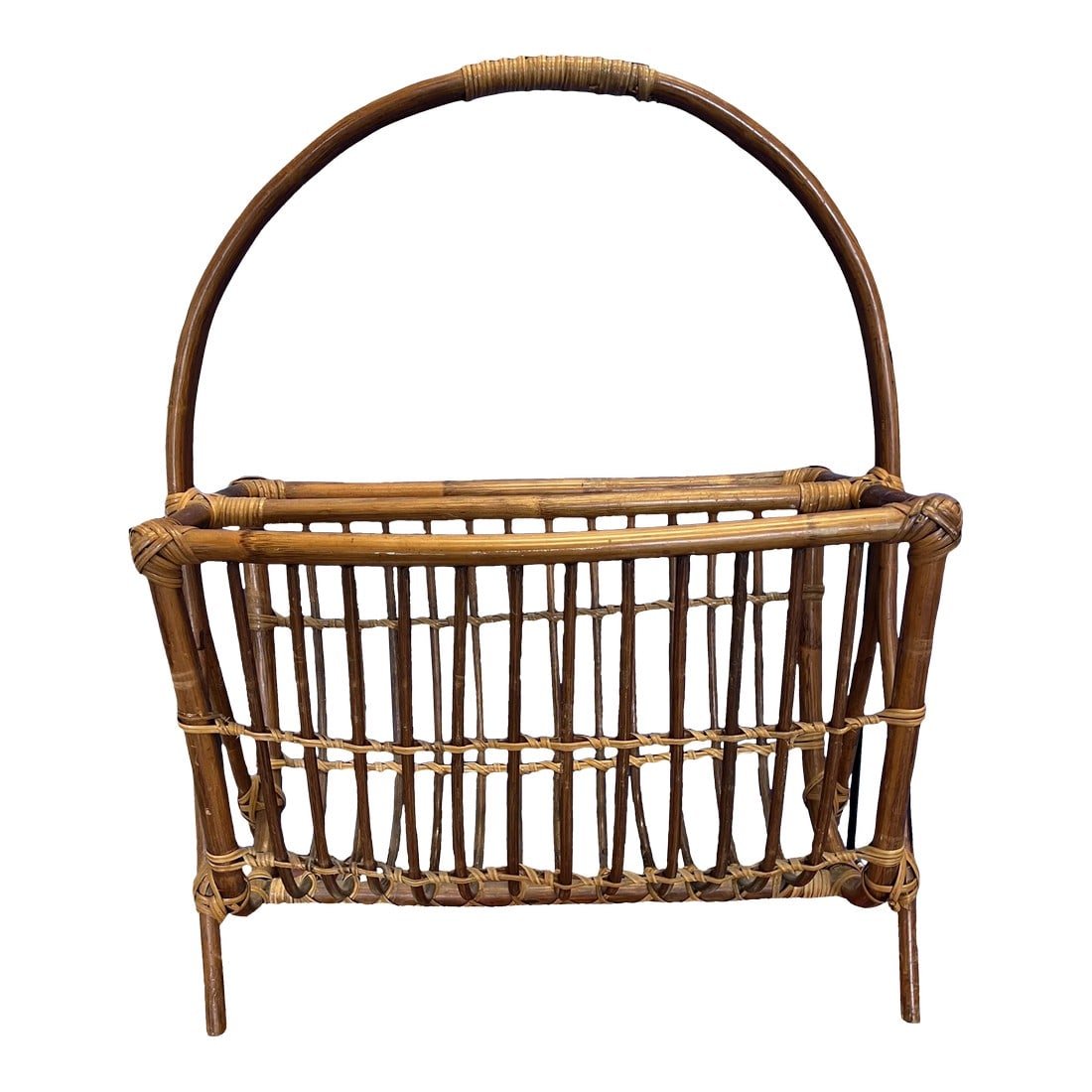 MidCentury Modern Rattan Magazine Rack (1 of 10)
