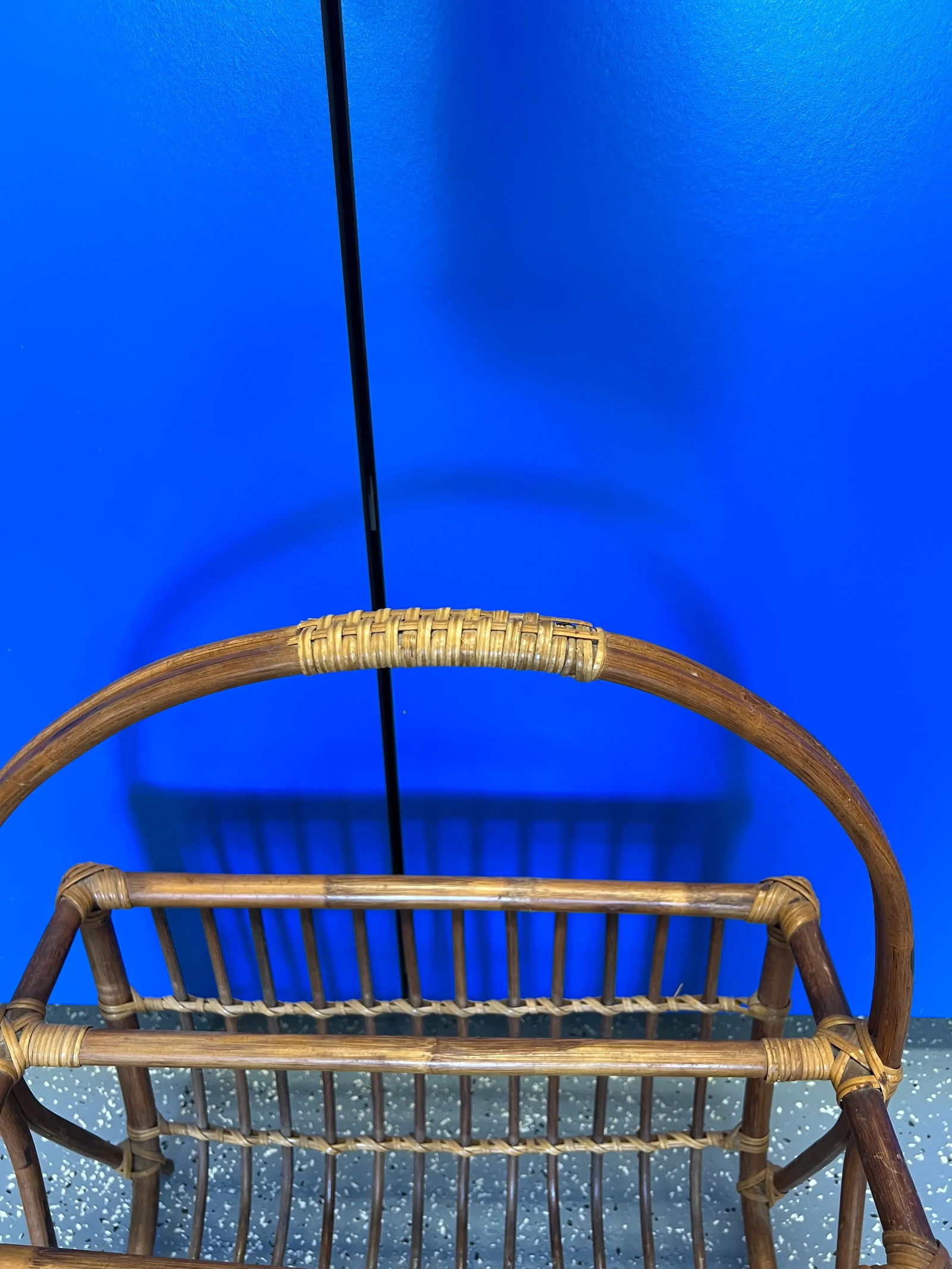 MidCentury Modern Rattan Magazine Rack - 4