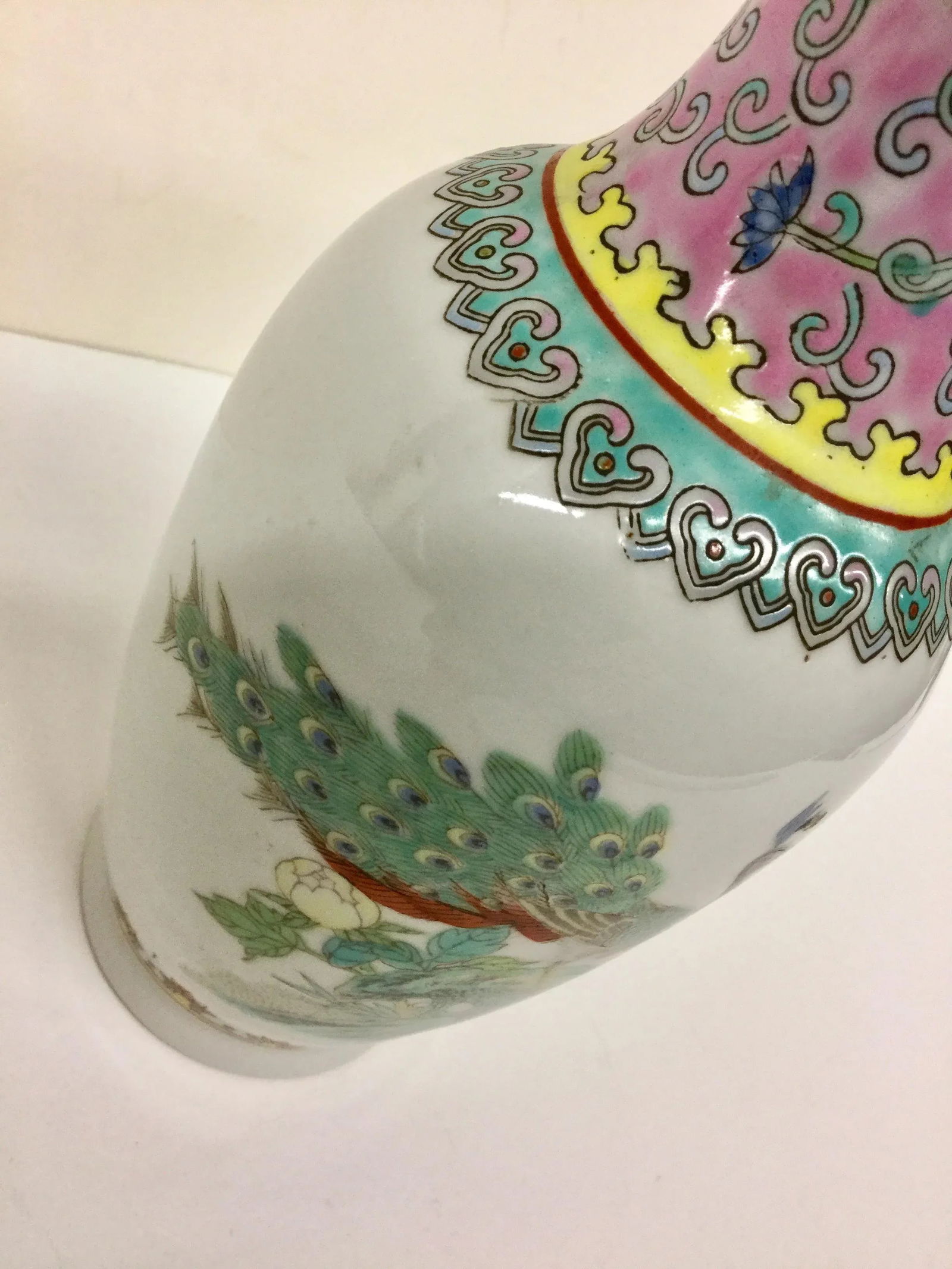 Antique Chinese Hand Painted Peacock Vase - 4