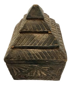 Primitive Asian Secret Hiding Lid Wood Box