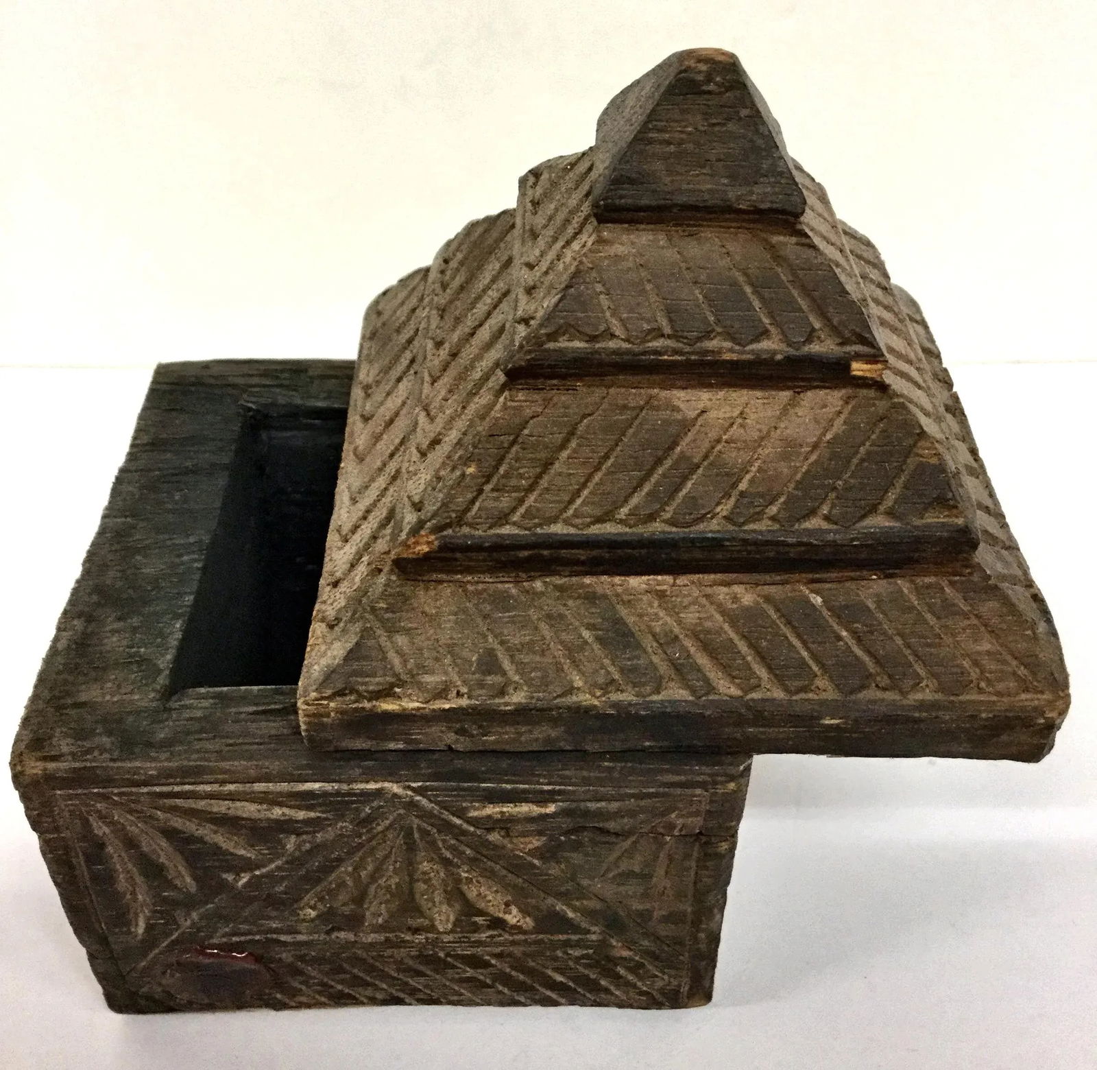 Primitive Asian Secret Hiding Lid Wood Box - 2