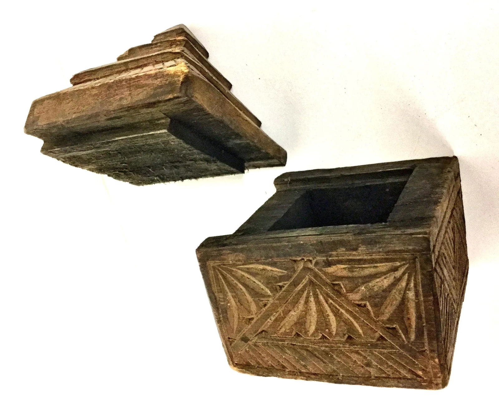 Primitive Asian Secret Hiding Lid Wood Box - 5