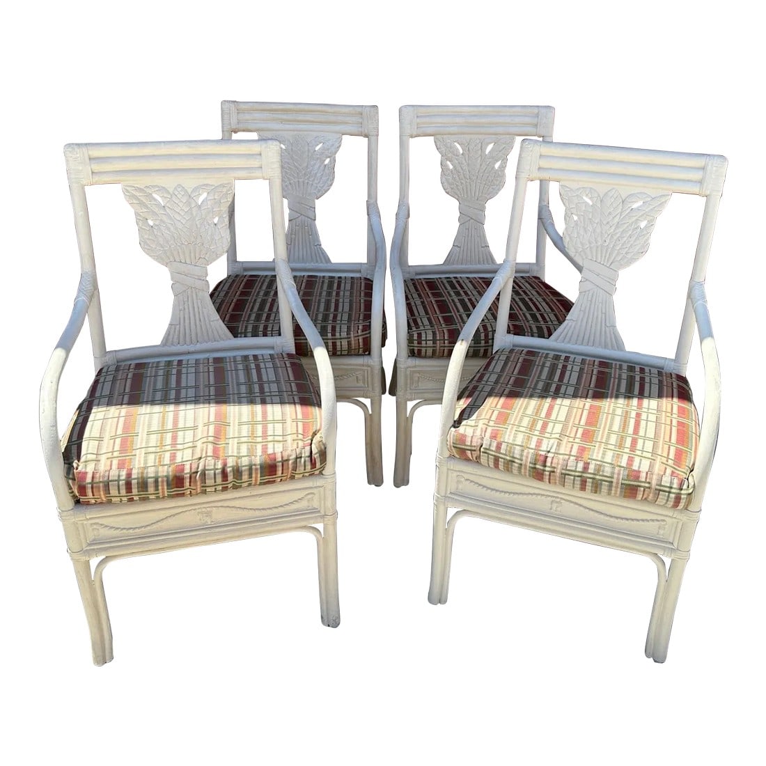 Vintage Bamboo Bentwood Rattan Wheat Back Dining Armchairs - Set of 4 (1 of 13)