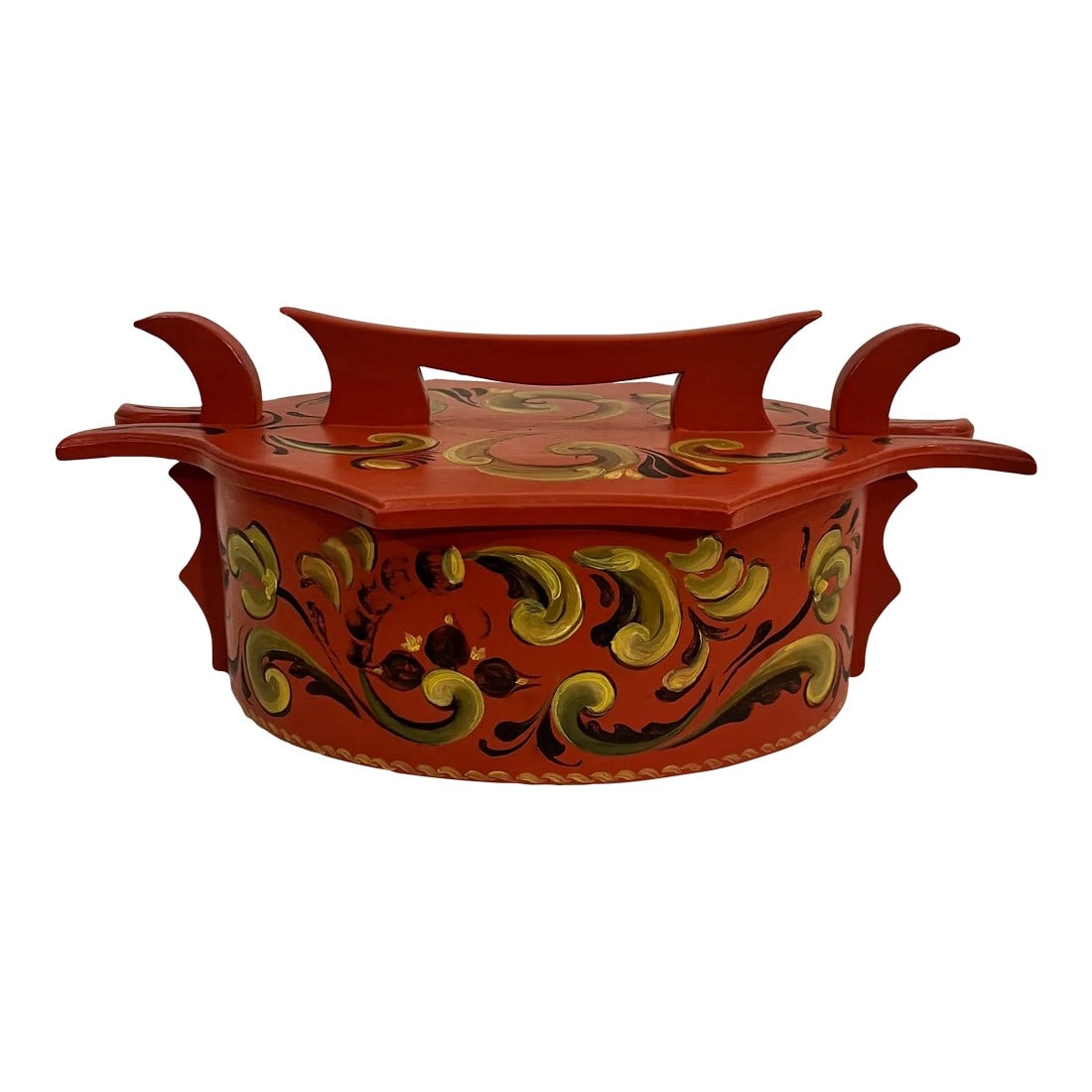 Vintage Norwegian Rune Box Artist Signed Folk Art: Welcome to Turtle and Crane! Let us introduce to you this exquisite Vintage 1970's Norwegian Folk Art Signed Hand Painted Rosemaling Wood Tine / Rune Box, signed by the talented artist in 1975. This s