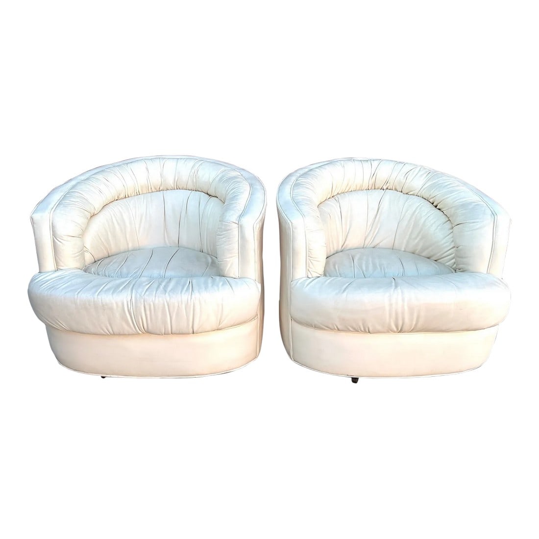 Vintage Milo Baughman Style Leather Swivel Chairs-A Pair (1 of 12)