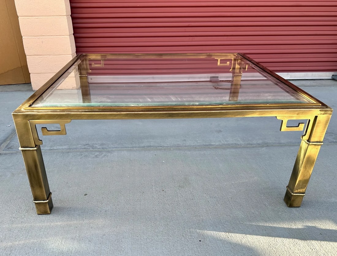 Vintage Mastercraft Greek Key Brass Coffee Table - 3