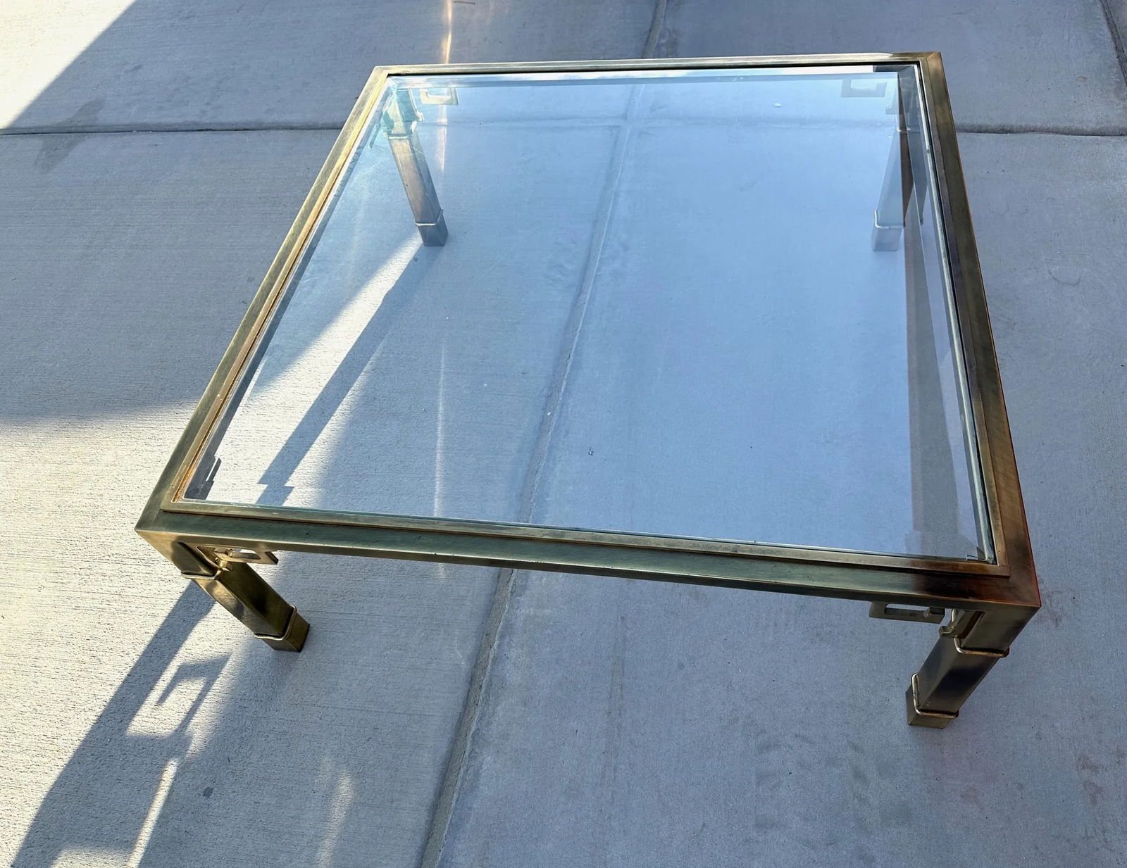 Vintage Mastercraft Greek Key Brass Coffee Table - 5