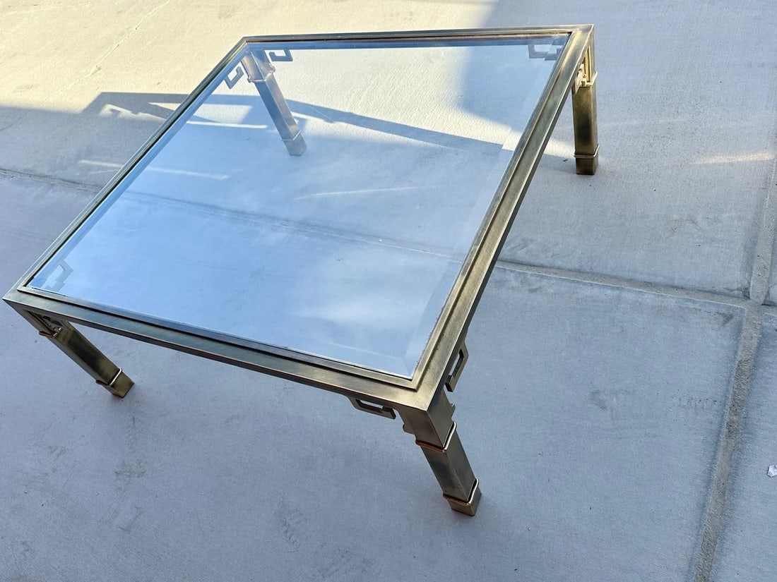 Vintage Mastercraft Greek Key Brass Coffee Table - 7