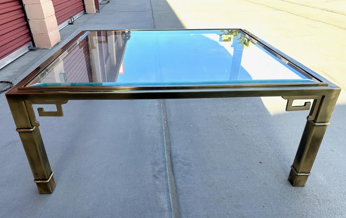 Vintage Mastercraft Greek Key Brass Coffee Table - 8