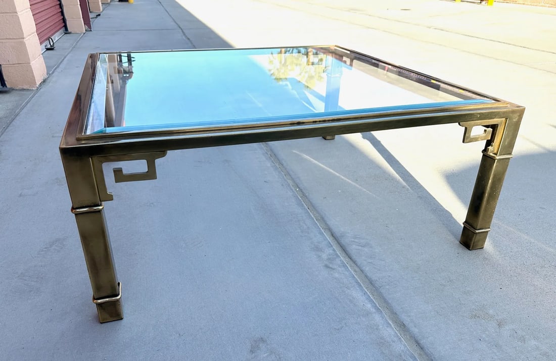 Vintage Mastercraft Greek Key Brass Coffee Table - 9