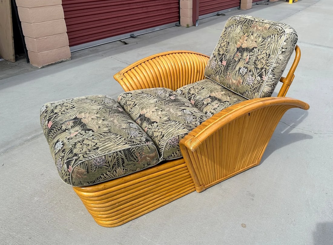 Vintage Paul Frankl Rattan Chaise Lounge - 2