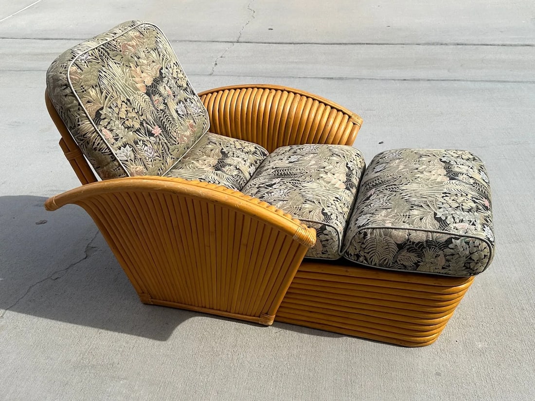 Vintage Paul Frankl Rattan Chaise Lounge - 3