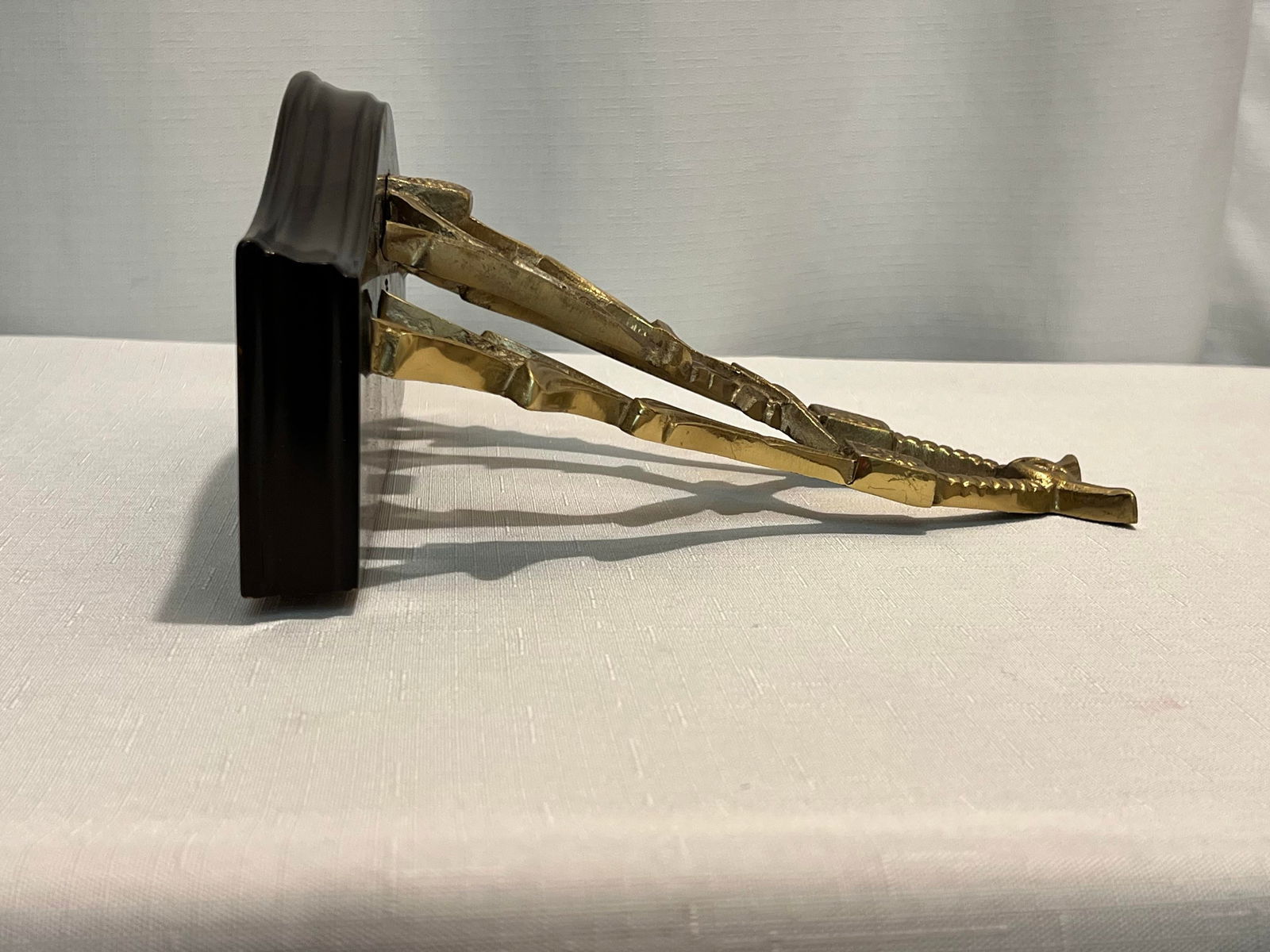 Vintage Chelsea House Style Polished Brass Laurel Leaves and Cherry Wood Display Wall Bracket - 4