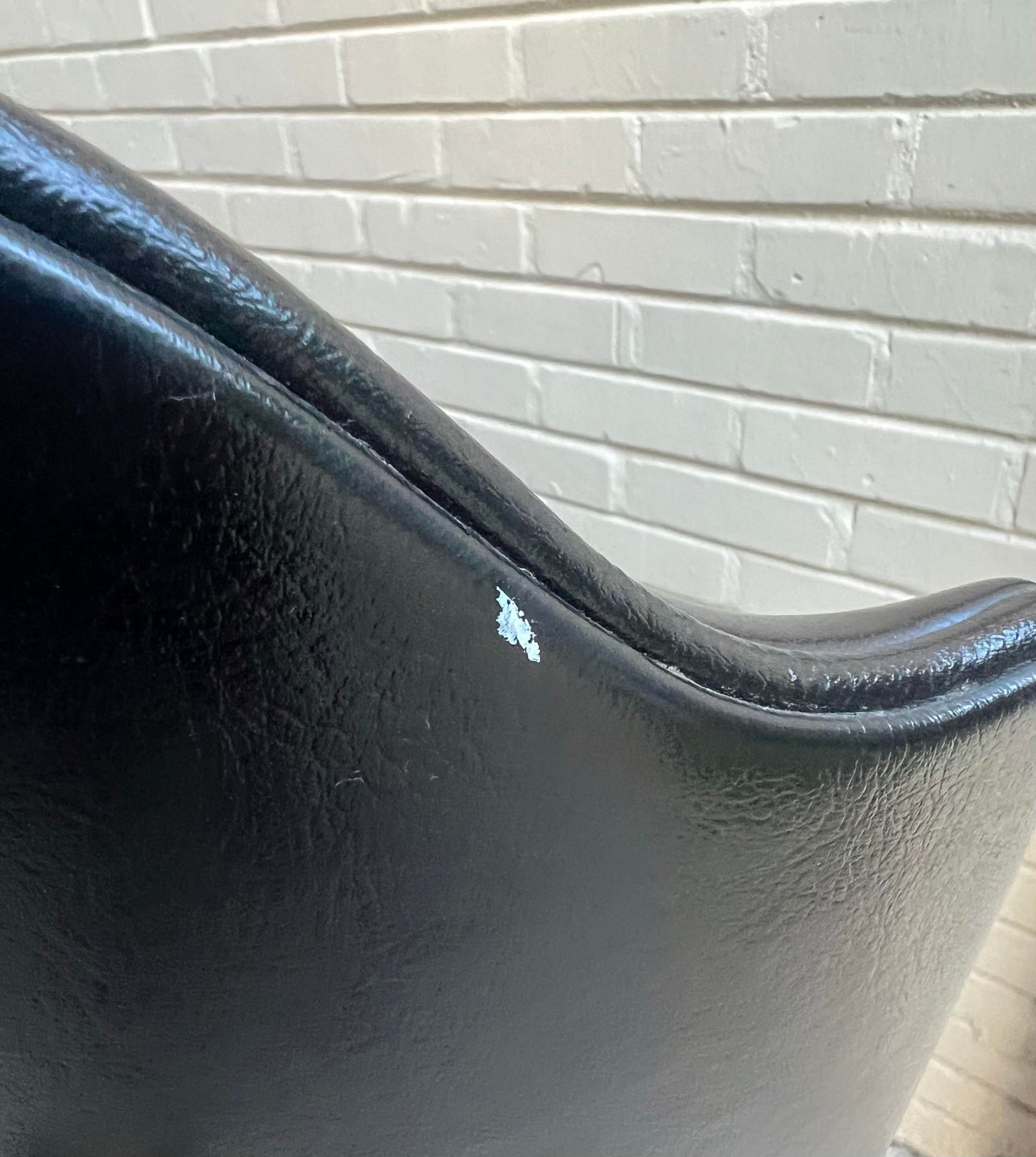 Chic Vintage Hollywood Regency Black Leather Side Chair With Brass Handle - 8