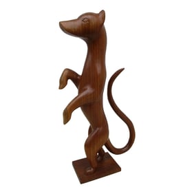 Carved Wooden Weasel Signed A. Crowe & Attributed to Amanda Crowe