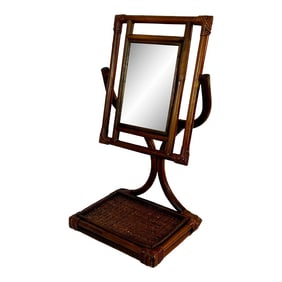 Vintage Palm Beach Regency Faux Tortoiseshell Bamboo Table Top Vanity Mirror