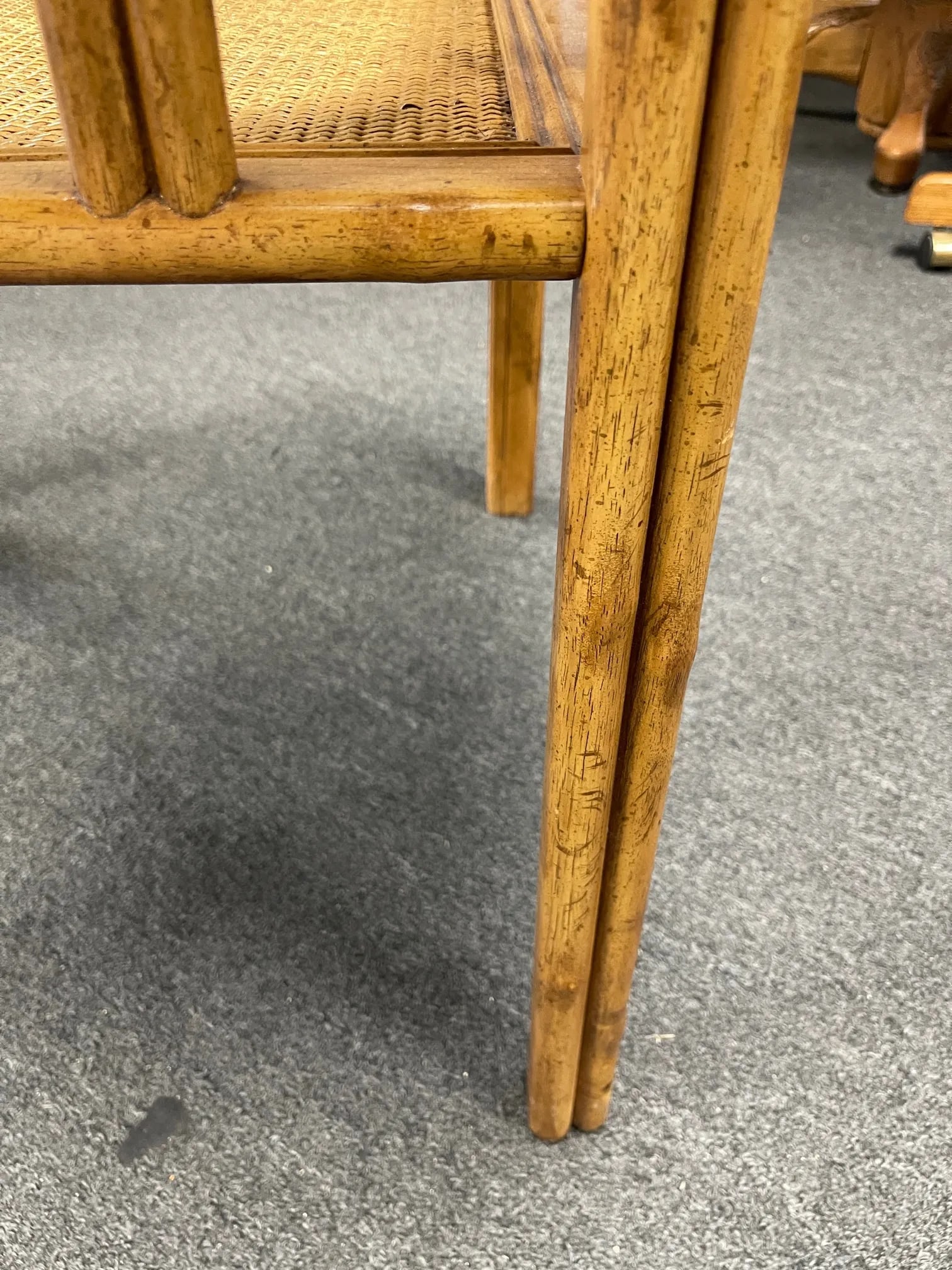 Vintage Drexel Captiva Faux Bamboo Woven Rattan Glass Top Side Table - 5