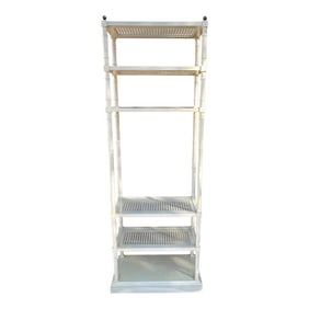 1960s Hickory Chair Co. Cane/Glass 5 Shelve Etagere