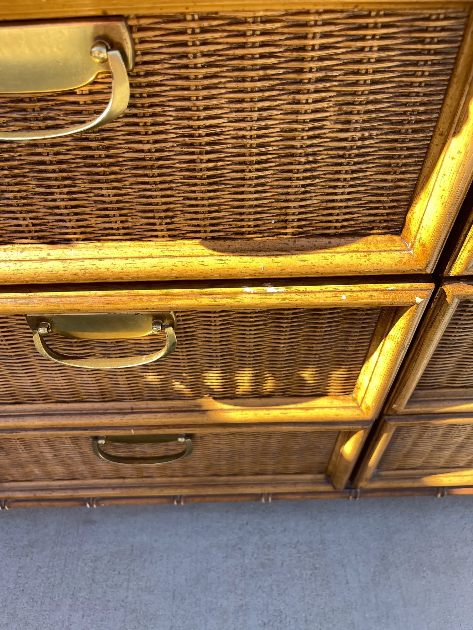 Vintage Mid-Century Thomasville 9 Drawer Faux Bamboo Dresser - 4