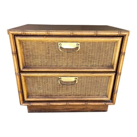 Vintage Mid-Century Thomasville Faux Bamboo 2 Drawer Nightstand